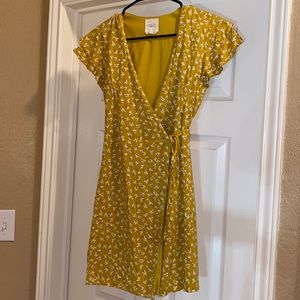 Yellow Rap Dress With Flowers